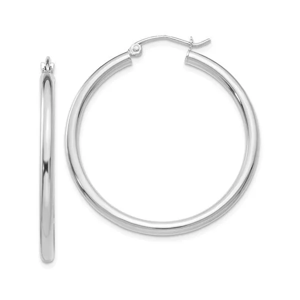 White Gold Hoops Simones Jewelry, LLC Shrewsbury, NJ