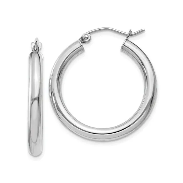 White Gold Hoops Simones Jewelry, LLC Shrewsbury, NJ