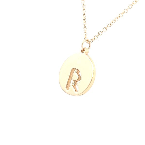 Initial R Disc Necklace Image 2 Simones Jewelry, LLC Shrewsbury, NJ