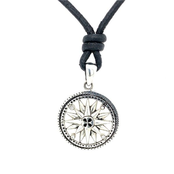 Compass Pendant on Leather Simones Jewelry, LLC Shrewsbury, NJ