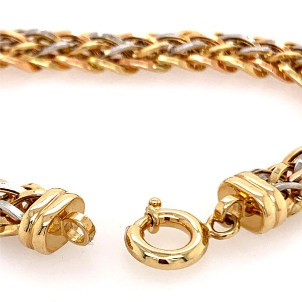 Tri Color Gold Woven Bracelet Image 3 Simones Jewelry, LLC Shrewsbury, NJ