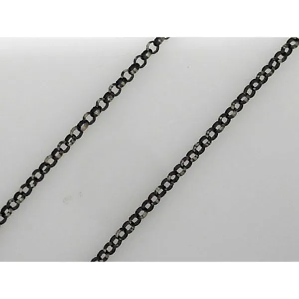 Sterling Silver Black Rhodium Rolo Chain, 36