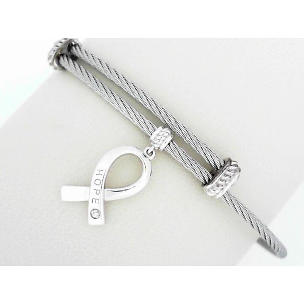 Sterling Silver 'Hope' Ribbon Adjustable Bracelet Simones Jewelry, LLC Shrewsbury, NJ