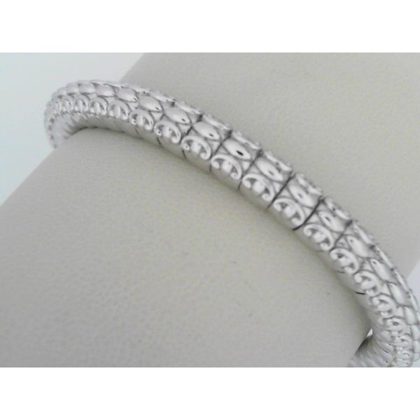 Stainless Steel/Sterling Silver Ribbed Solid Bangle Simones Jewelry, LLC Shrewsbury, NJ