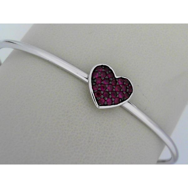Sterling Silver Ruby Heart Bangle Simones Jewelry, LLC Shrewsbury, NJ
