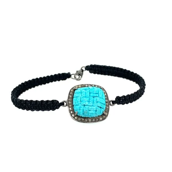 Black Macrame Diamond Turquoise Bracelet Simones Jewelry, LLC Shrewsbury, NJ