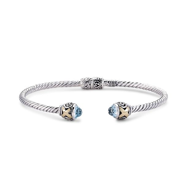 Sterling Silver & Gold Blue Topaz Bangle Simones Jewelry, LLC Shrewsbury, NJ