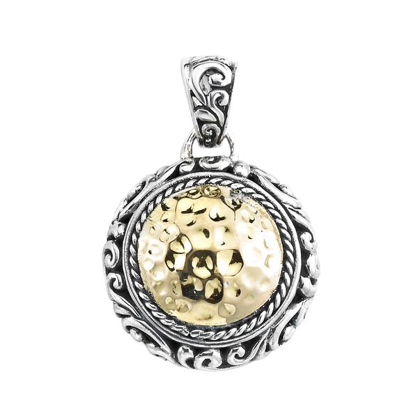 Sterling Silver & 18k gold Hammered Pendant Simones Jewelry, LLC Shrewsbury, NJ