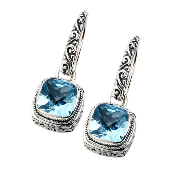 Blue Topaz Floral Drop Earrings Simones Jewelry, LLC Shrewsbury, NJ