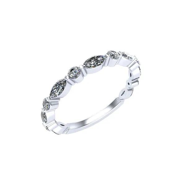 14KT WG  13 Stone Alternating Round & Marquise Diamond Wedding Band .62tcw Steve Lennon & Co Jewelers  New Hartford, NY