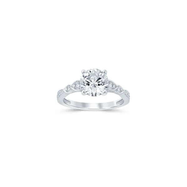S. Lennon Bridal Eternal Love Collection 14K White Gold Solitaire Semi Mount with Pear Milgrain Designs and Round Diamonds .33CT Steve Lennon & Co Jewelers  New Hartford, NY