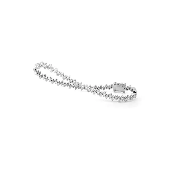 S. Lennon Classic 14K White Gold Diamond Tennis Bracelet with Round Diamonds Set in Marquise Shapes Bezel Settings 1.60TCW H SI Steve Lennon & Co Jewelers  New Hartford, NY