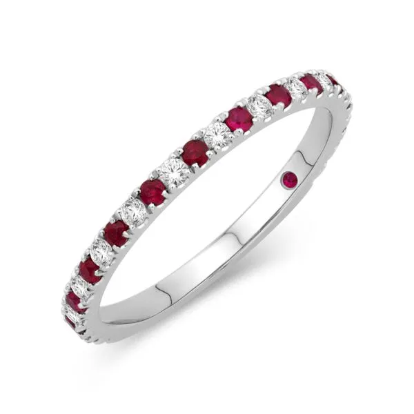 S. Lennon & Co. Signature Collection 14KT WG Alternating Band with 12 Diamonds .15TCW 11 Ruby .22TCW Steve Lennon & Co Jewelers  New Hartford, NY