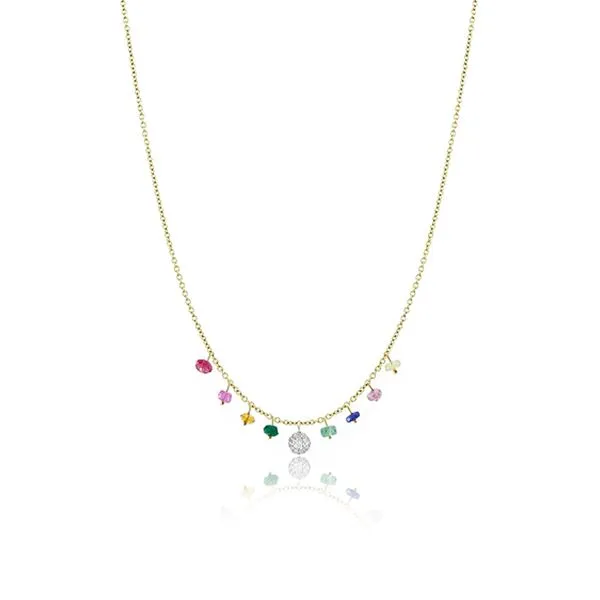 Meira T Yellow 14 Karat Necklace Length 18 With 0.04Tw Round Diamonds And Round Multi Coloreds Steve Lennon & Co Jewelers  New Hartford, NY