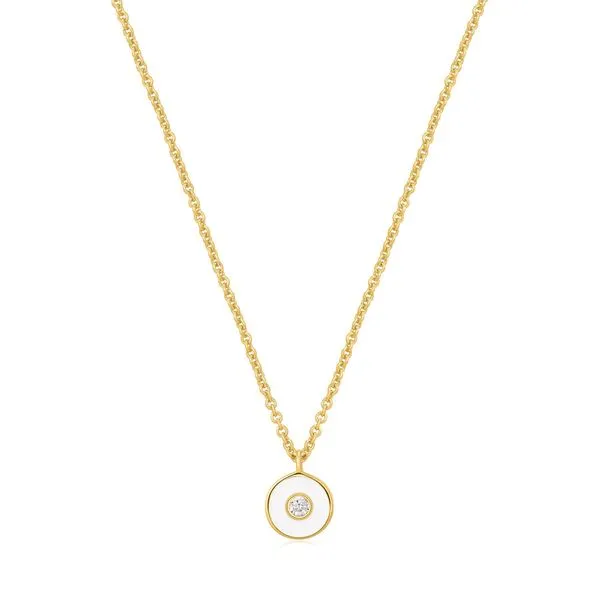 Ania Haie Optic White Enamel Disc Gold Necklace Steve Lennon & Co Jewelers  New Hartford, NY