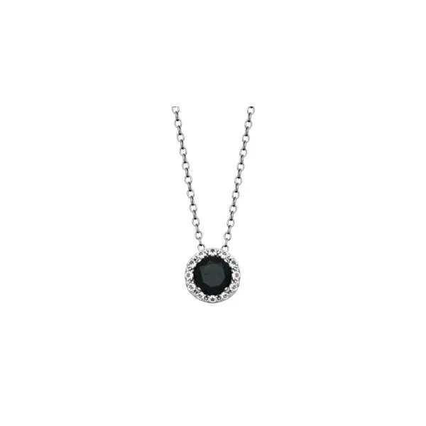 Samuel B. Sterling Silver Genuine Black Spinel Rd 6mm & White Topaz Pendant Steve Lennon & Co Jewelers  New Hartford, NY