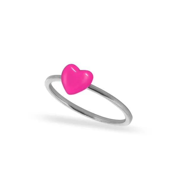 Alex Woo - Hot Pink Enamel Heart Sterling Silver Ring - Size 7 Steve Lennon & Co Jewelers  New Hartford, NY