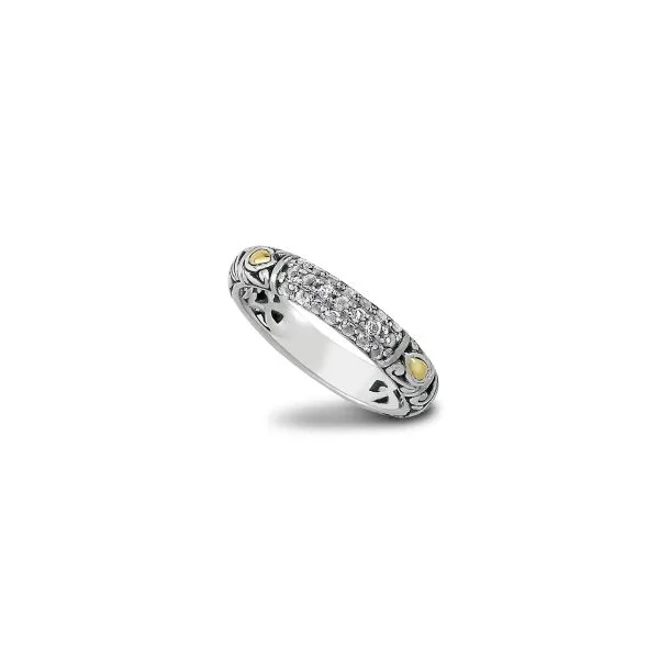 Samuel B. SS/18K Pave Birthstone Ring- White Topaz Steve Lennon & Co Jewelers  New Hartford, NY