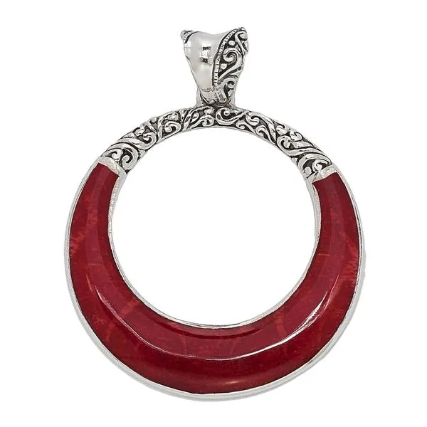 Samuel B. - SS Round Coral Open Pendant Image 2 Steve Lennon & Co Jewelers  New Hartford, NY