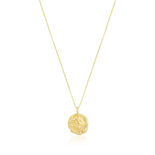 Ela Rae Corey - Pave Organic Medallion - Box Chain - 16