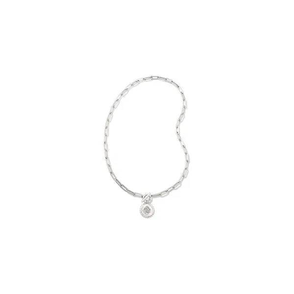 Kendra Scott Brielle Medallion Chain Necklace Rhodium Metal Steve Lennon & Co Jewelers  New Hartford, NY