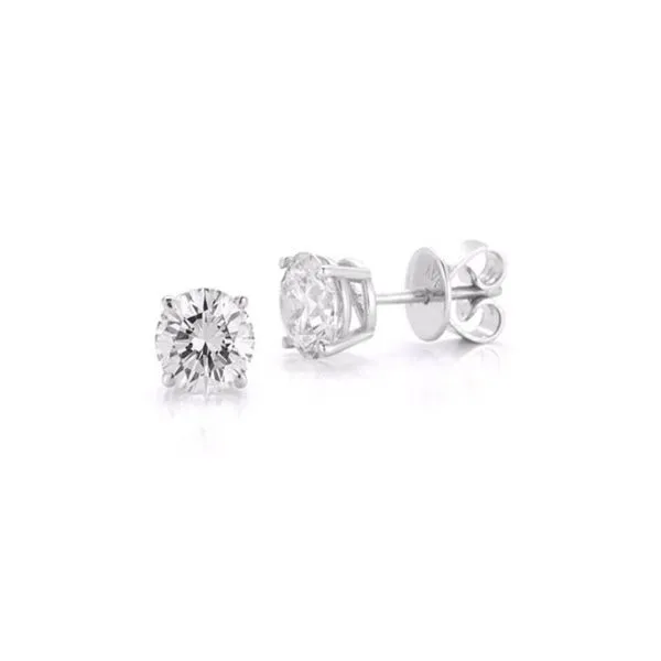 14K White Gold 4 Prong Round Diamond Stud Earrings with Two Lab Grown Diamonds 2= .25tc Steve Lennon & Co Jewelers  New Hartford, NY