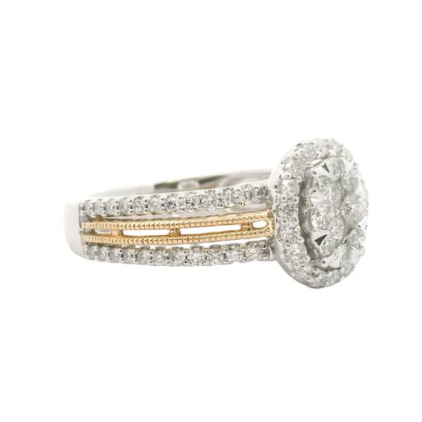 14kt White and Rose Gold Halo Engagement Ring Image 2 Stambaugh Jewelers Defiance, OH