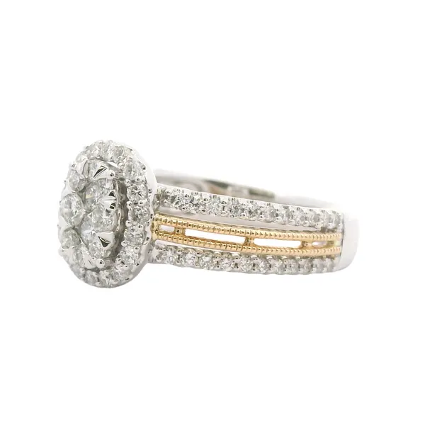 14kt White and Rose Gold Halo Engagement Ring Image 3 Stambaugh Jewelers Defiance, OH