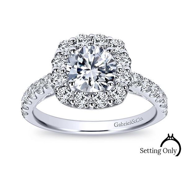 Skylar14kt White Gold Halo Engagement Ring by Gabriel & Co Stambaugh Jewelers Defiance, OH