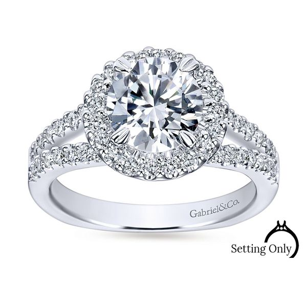 Drew14kt White Gold Halo Engagement Ring by Gabriel & Co. Stambaugh Jewelers Defiance, OH