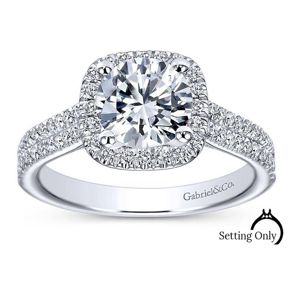 Brianna14kt White Gold Halo Engagement Ring by Gabriel & Co. Stambaugh Jewelers Defiance, OH