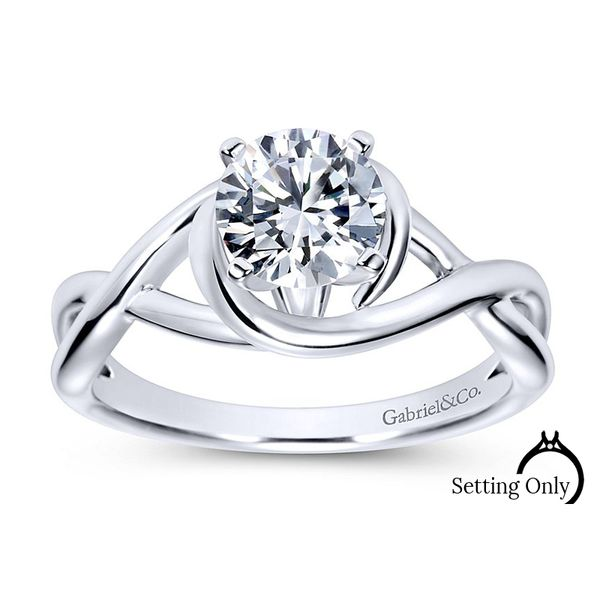 Celine 14kt White Gold Bypass Engagement Ring by Gabriel & Co. Stambaugh Jewelers Defiance, OH