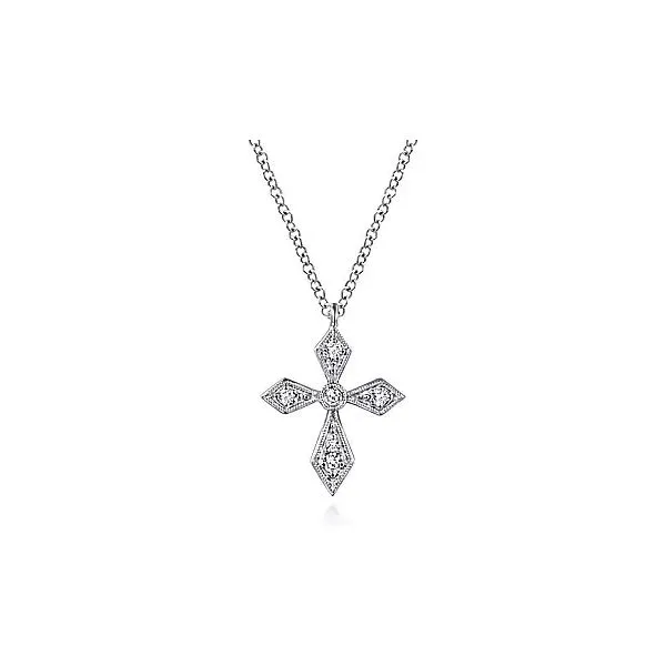 14k White Gold Pointed Diamond Cross Necklace Stambaugh Jewelers Defiance, OH