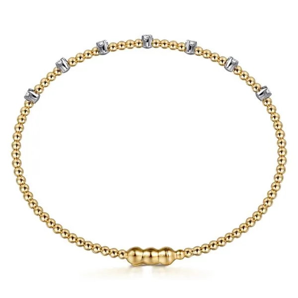 14K White-Yellow Gold Bujukan Diamond Stations Bangle Image 3 Stambaugh Jewelers Defiance, OH