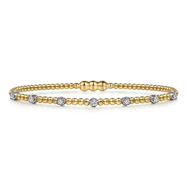 14K White-Yellow Gold Bujukan Diamond Stations Bangle Stambaugh Jewelers Defiance, OH