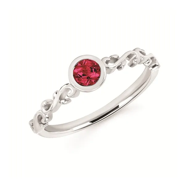 14 Karat White Gold Created Ruby Stackable Ring Stambaugh Jewelers Defiance, OH