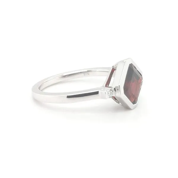 14 Karat White Gold Garnet and Diamond Ring Image 2 Stambaugh Jewelers Defiance, OH