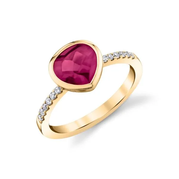 14kt Yellow Gold Rhodolite Garnet and Diamond Ring Stambaugh Jewelers Defiance, OH