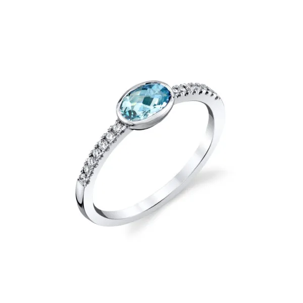 14kt White Gold Aquamarine and Diamond Ring Stambaugh Jewelers Defiance, OH
