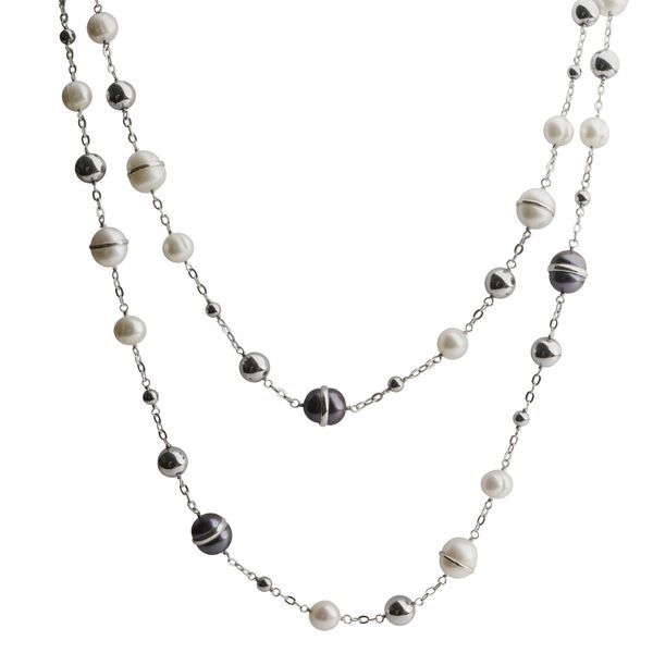 Sterling Silver Pearl and Hematite Necklace Stambaugh Jewelers Defiance, OH
