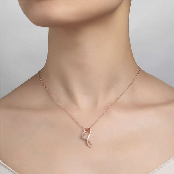 Lafonn Infinity Heart Pendant in Rose Gold Plated Sterling Silver Image 2 Stambaugh Jewelers Defiance, OH