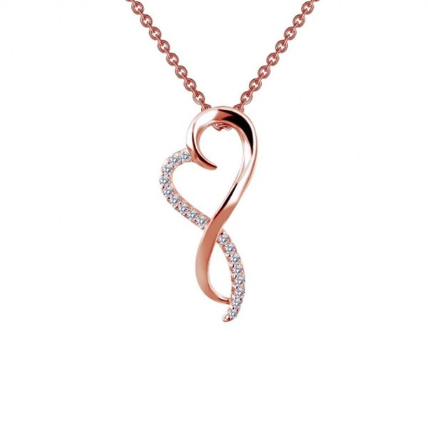 Lafonn Infinity Heart Pendant in Rose Gold Plated Sterling Silver Stambaugh Jewelers Defiance, OH