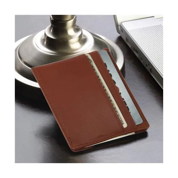 Monogram Brown Leather Money Clip Wallet Image 2 Stambaugh Jewelers Defiance, OH