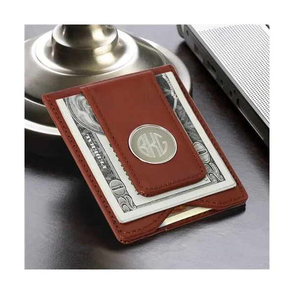 Monogram Brown Leather Money Clip Wallet Stambaugh Jewelers Defiance, OH