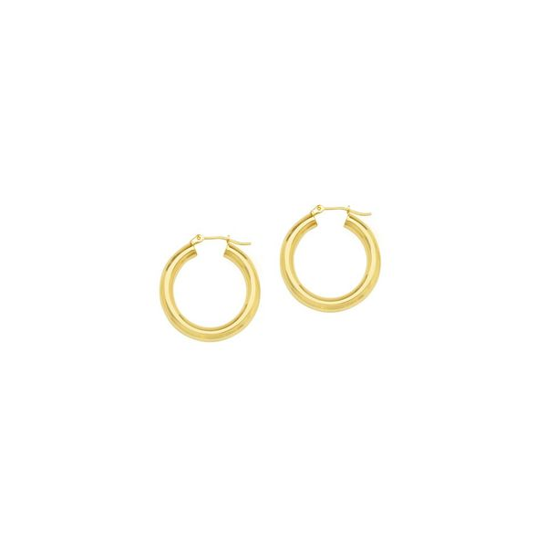 14K Yellow Gold High Polish Hoop Earrings 4/25mm SVS Fine Jewelry Oceanside, NY