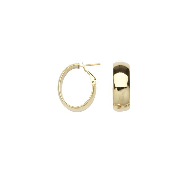 14k Yellow Gold Plain 8mm Oval Hoop Earrings with Omega Backs SVS Fine Jewelry Oceanside, NY