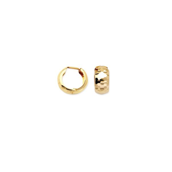 14K Yellow Gold Diamond Cut Huggie Earrings SVS Fine Jewelry Oceanside, NY