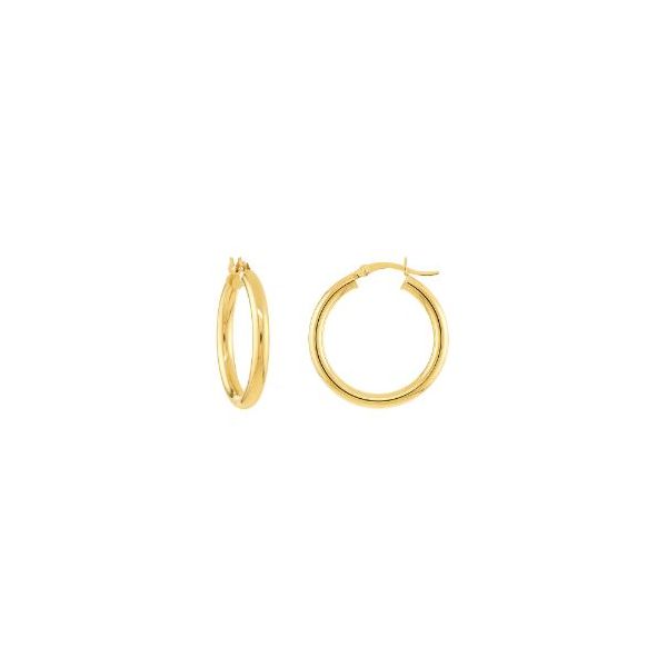 Yellow Gold High Polish Hoop Earrings 3 mm x 25 mm SVS Fine Jewelry Oceanside, NY