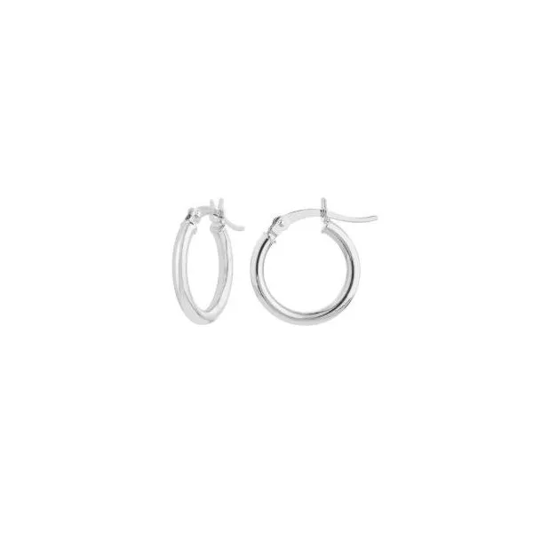 White Gold Polished Hoop Earrings 15 mm SVS Fine Jewelry Oceanside, NY