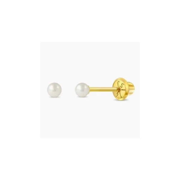 Children's Yellow Gold Pearl Stud Earrings SVS Fine Jewelry Oceanside, NY